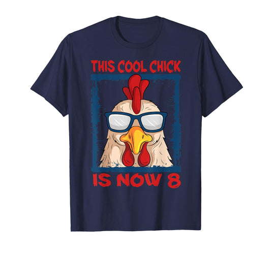 Chicken 8th Birthday Cool Chick Barnyard Farm Party Barn T-Shirt