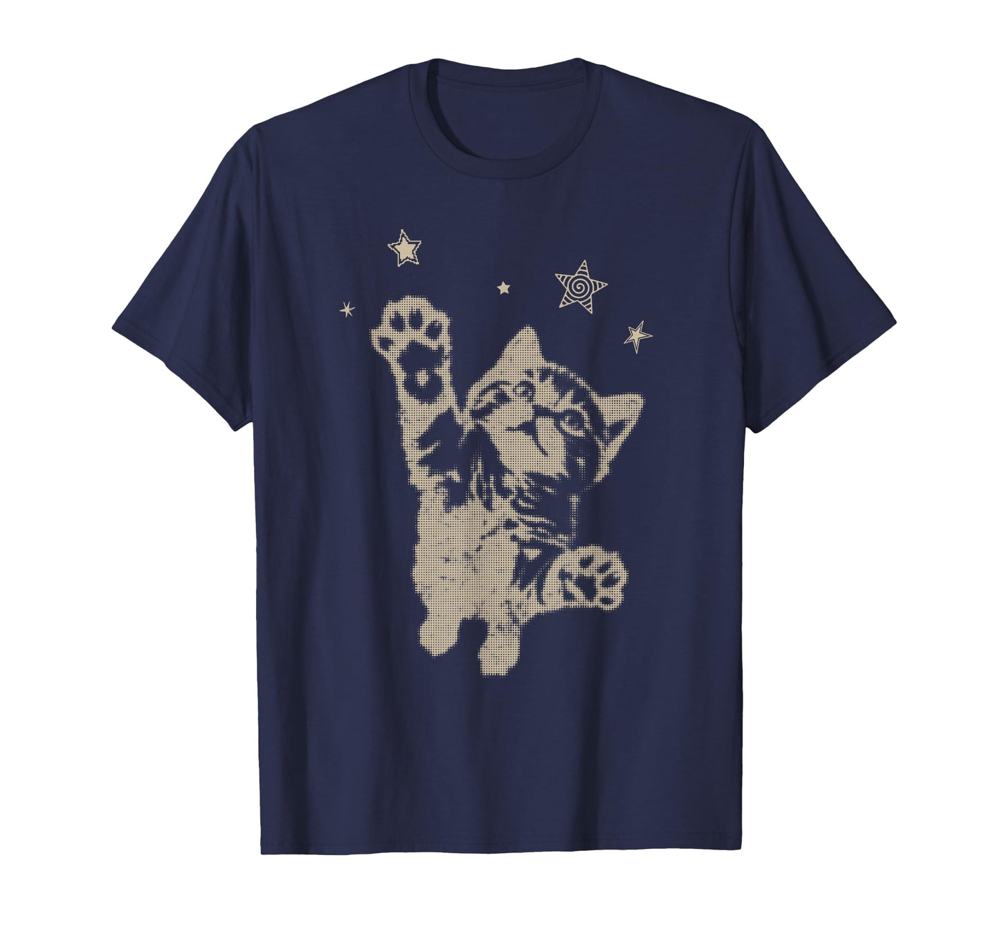 Y2K Cat Jumping Stars 90s 2000s Grunge Silly Vintage Graphic T-Shirt