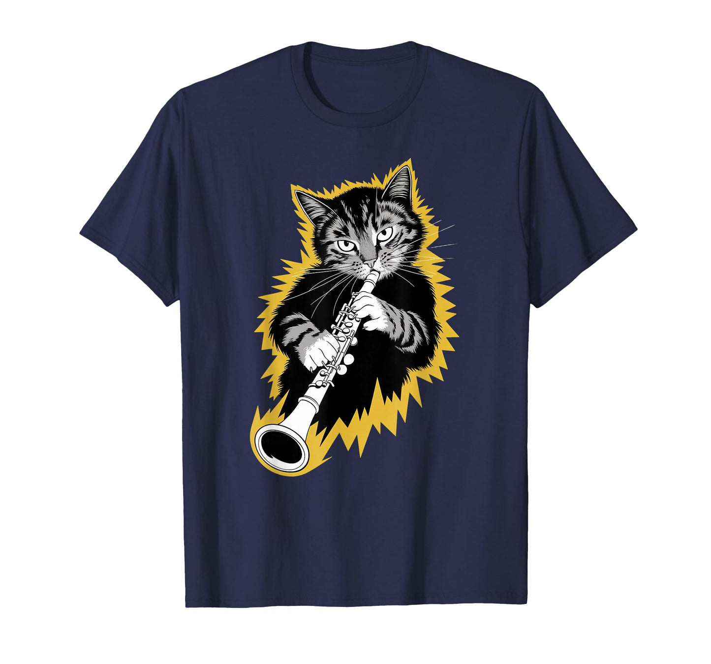 Musik Cat Playing Clarinet instrument on Cat Clarinetist T-Shirt