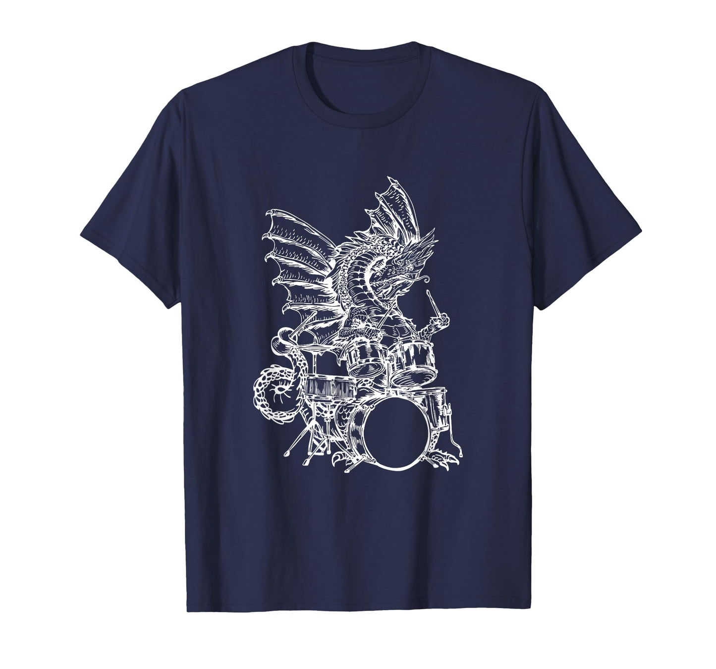 Dragon Playing Drums Animal Funny Drummer Rock Musician T-Shirt