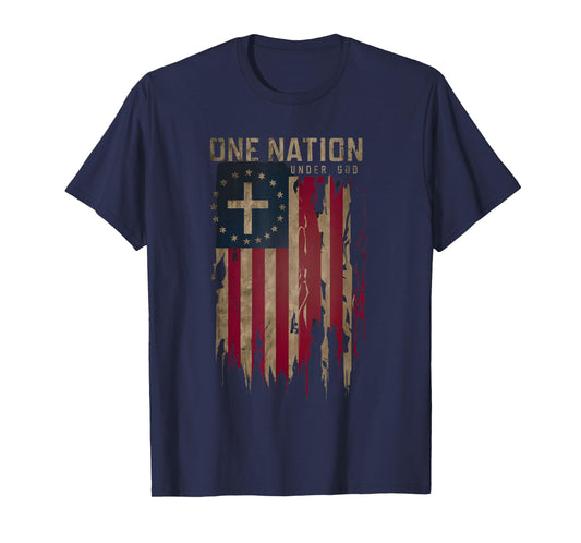One Nation Under God Patriotic American Flag T-Shirt