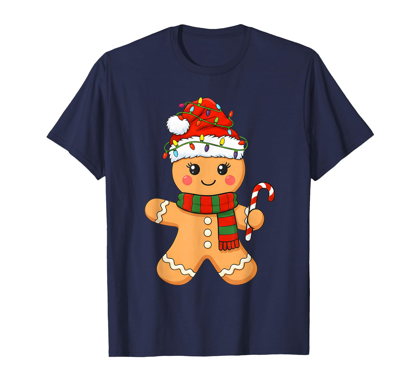 Christmas Baking Gingerbread Man Santa Lights Xmas T-Shirt