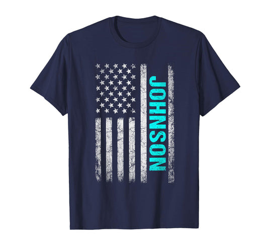 Johnson Name American Flag - Johnson Last Name T-Shirt