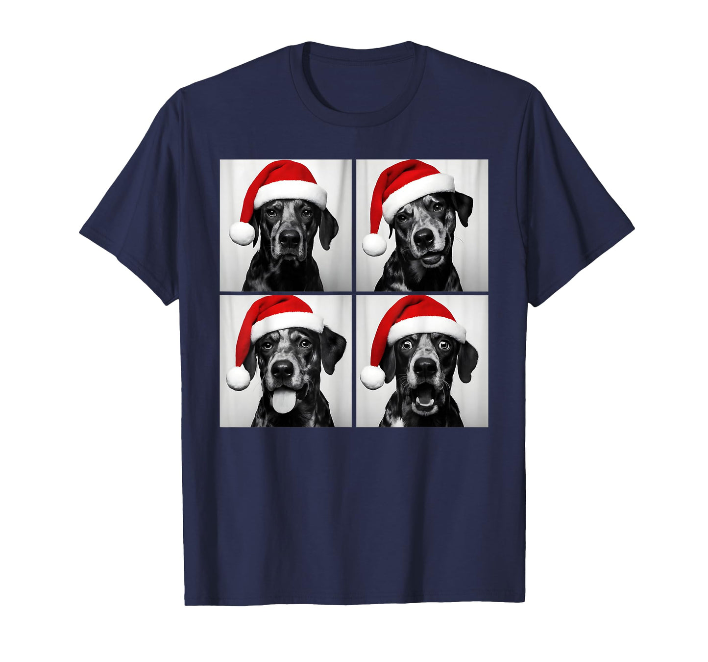 Funny Christmas Catahoula Leopard Dog Santa Photo Booth T-Shirt