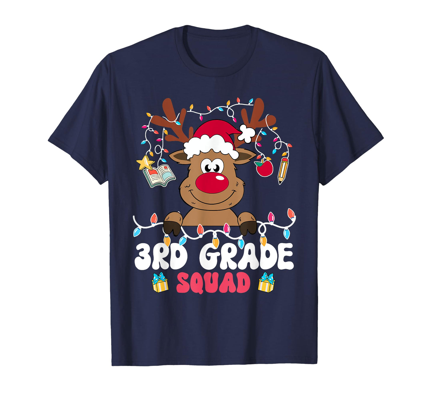 3rd Grade Squad Reindeer Christmas Third Grade Teacher Xmas T-Shirt