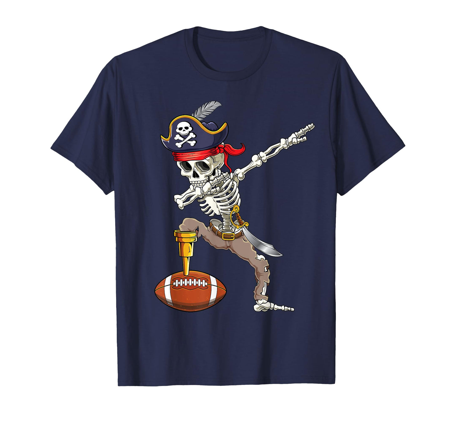 Dab Skeleton Shirt Dabbing Skeleton Pirate Football Shirt T-Shirt