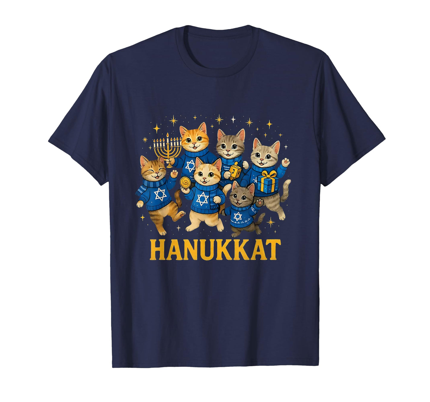 Hanukkat Cute Cats Hanukkah Menorah Design T-Shirt