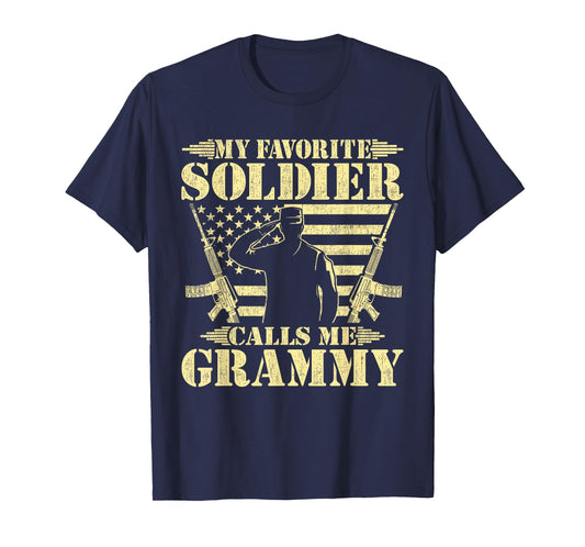 My Favorite Soldier Calls Me Grammy - Proud Military Grandma T-Shirt