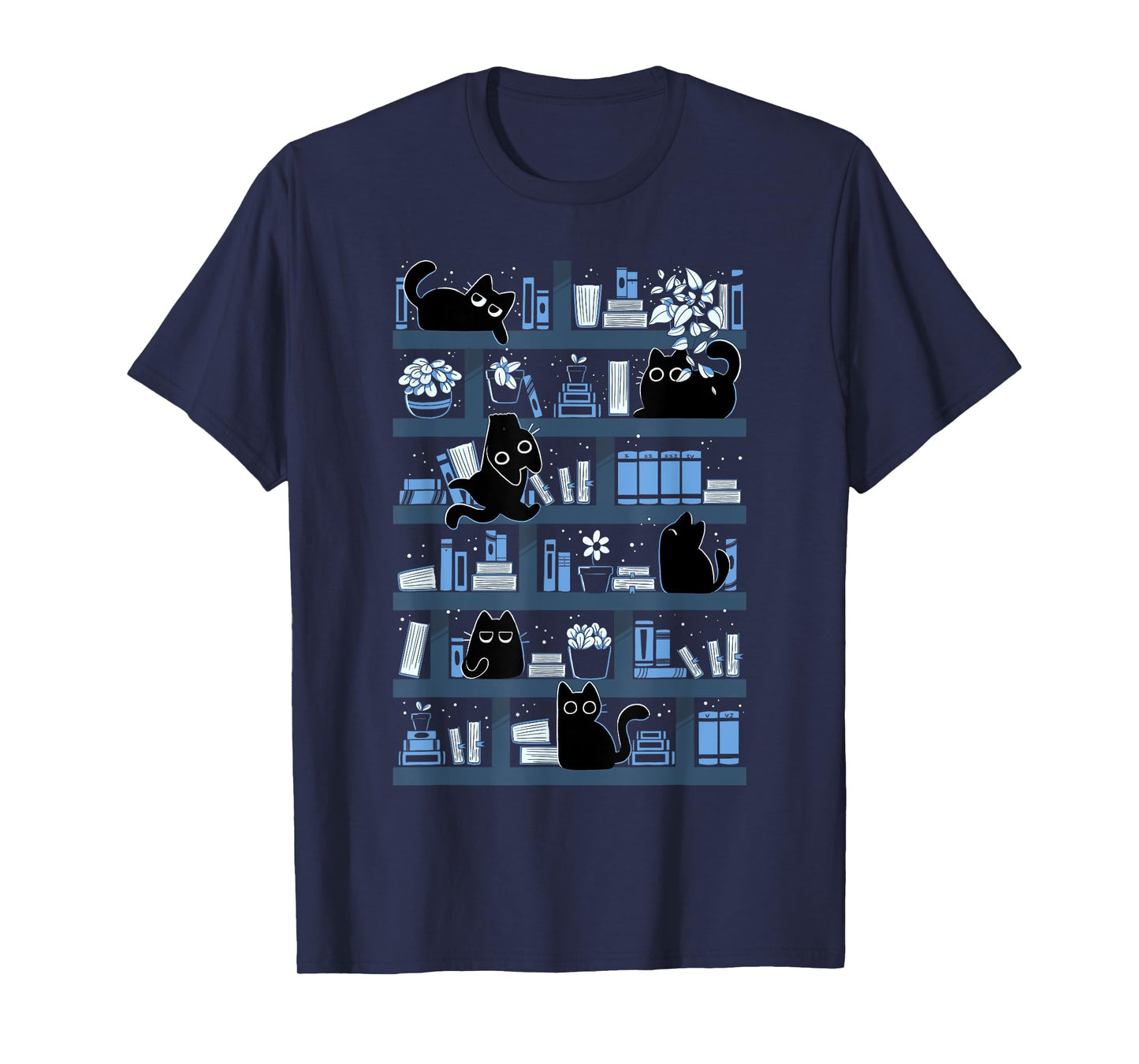 Purrfect Library Cats On A Bookshelf Cute Book Reader T-Shirt