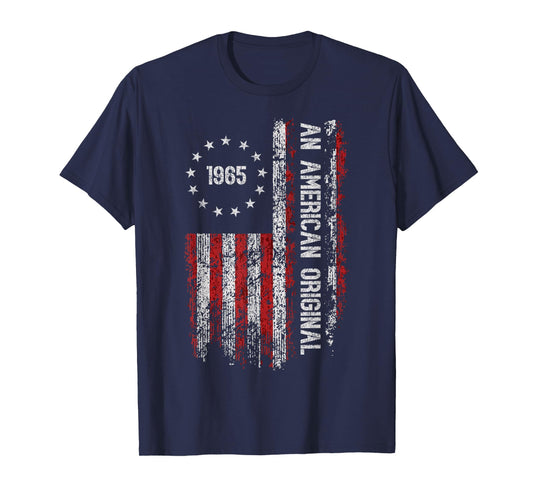 an American Original 1965 Birthday Vintage American Flag T-Shirt
