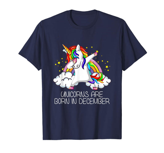 Dabbing Unicorn Girl Party Gift Unicorns Born in December T-Shirt