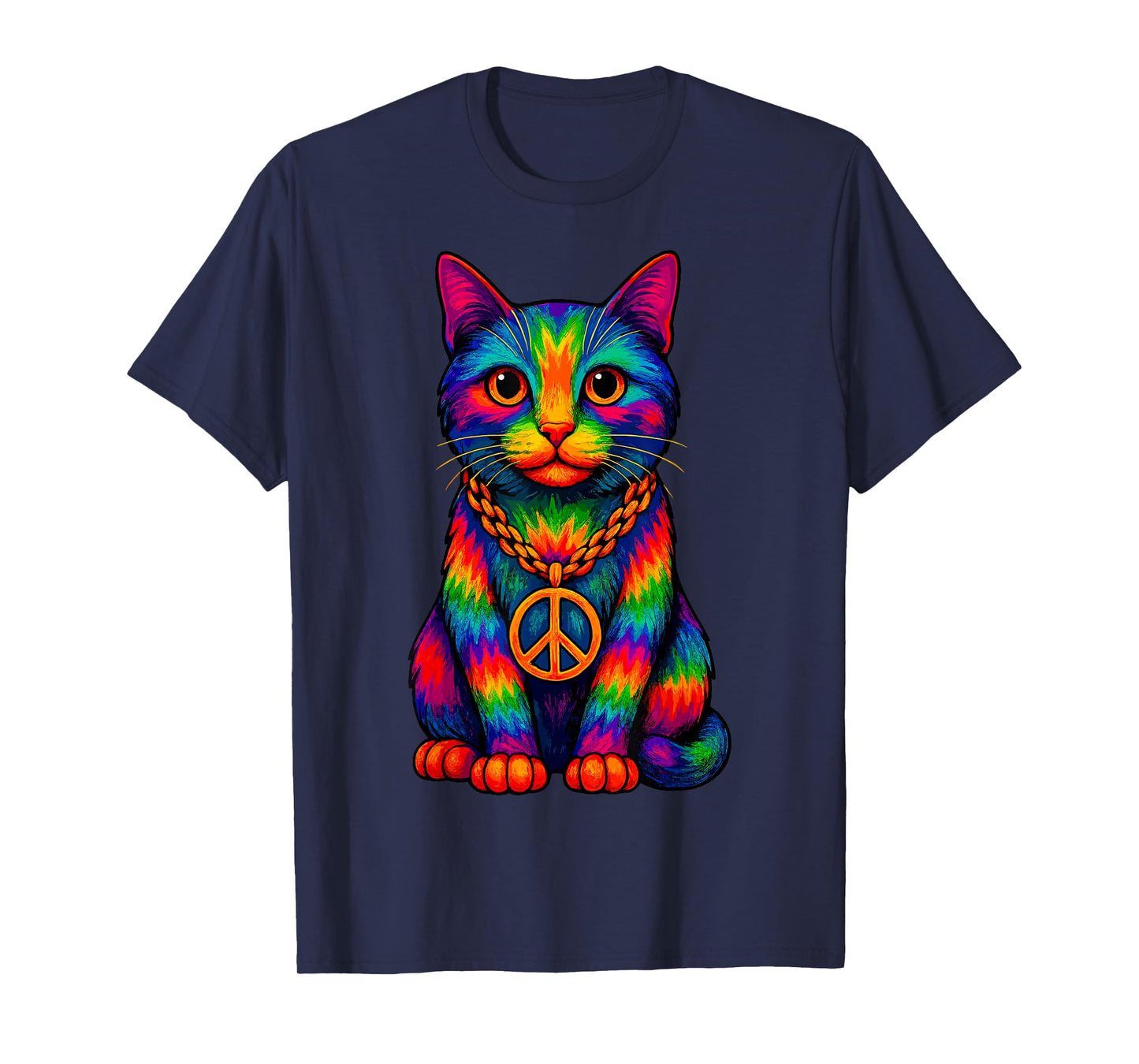 Tie-Dye Cat Peace Sign Hippo T-Shirt