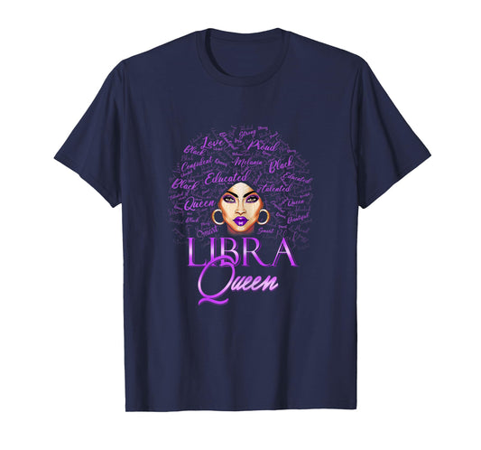 Purple Libra Queen Woman Lady September Womens Birthday T-Shirt