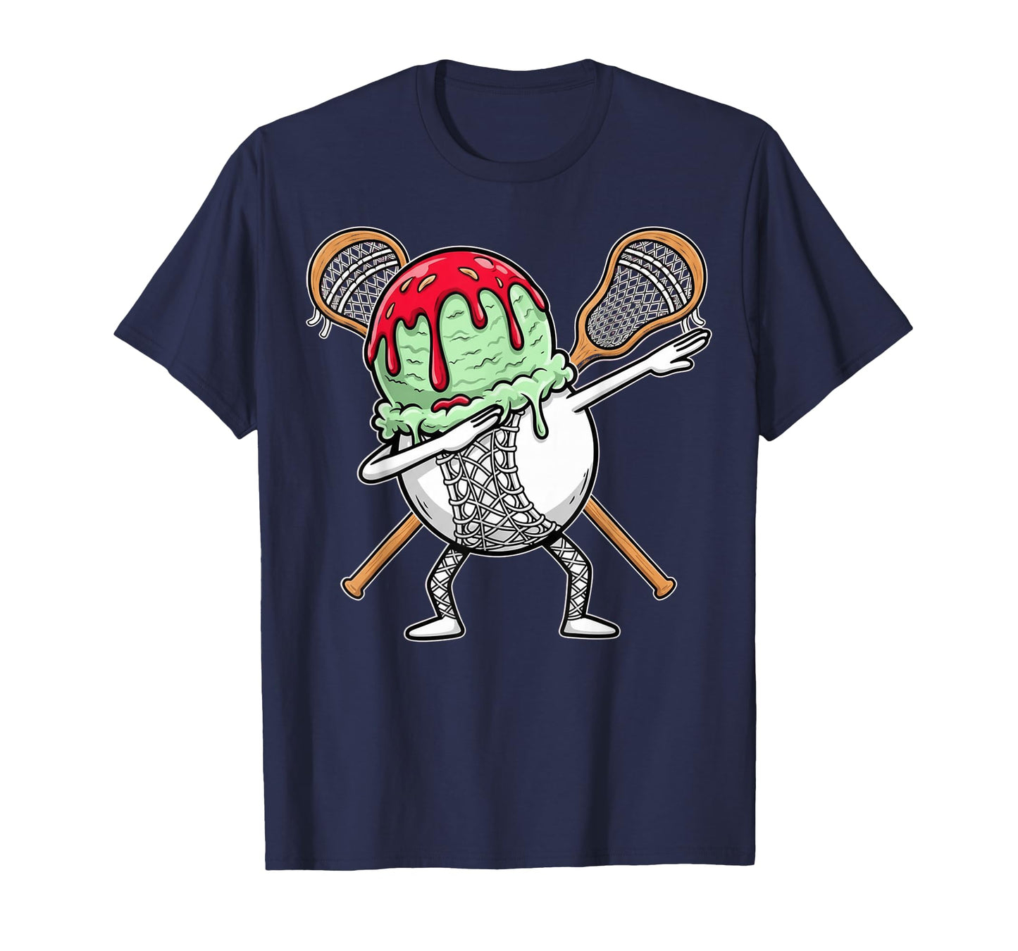 Dabbing Lacrosse Ball Drip Ice Cream Kids Youth Boys Girls T-Shirt