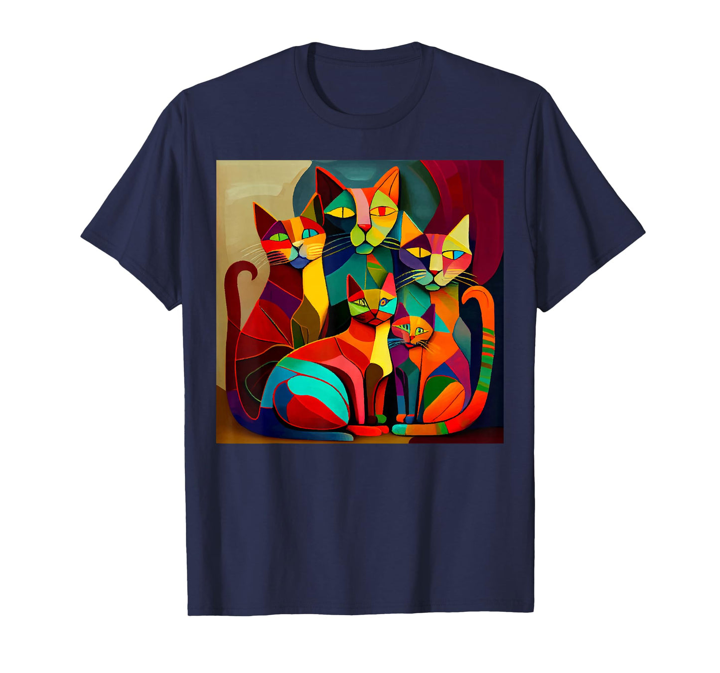 Abstract Colorful Woman Picatsso Cat Designs T-Shirt