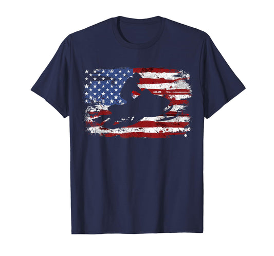 Snowmobile Vintage American Flag T-Shirt