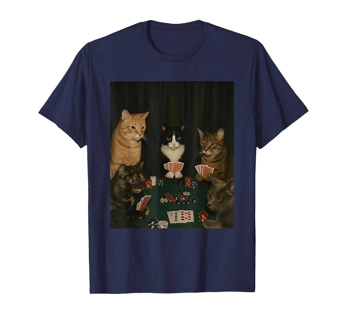 Retro Funny Cats Playing Poker Meme Graphic T-Shirt