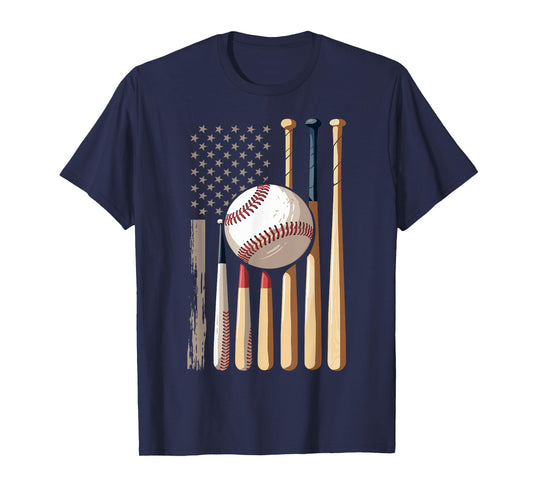 Baseball American Flag T-Shirt