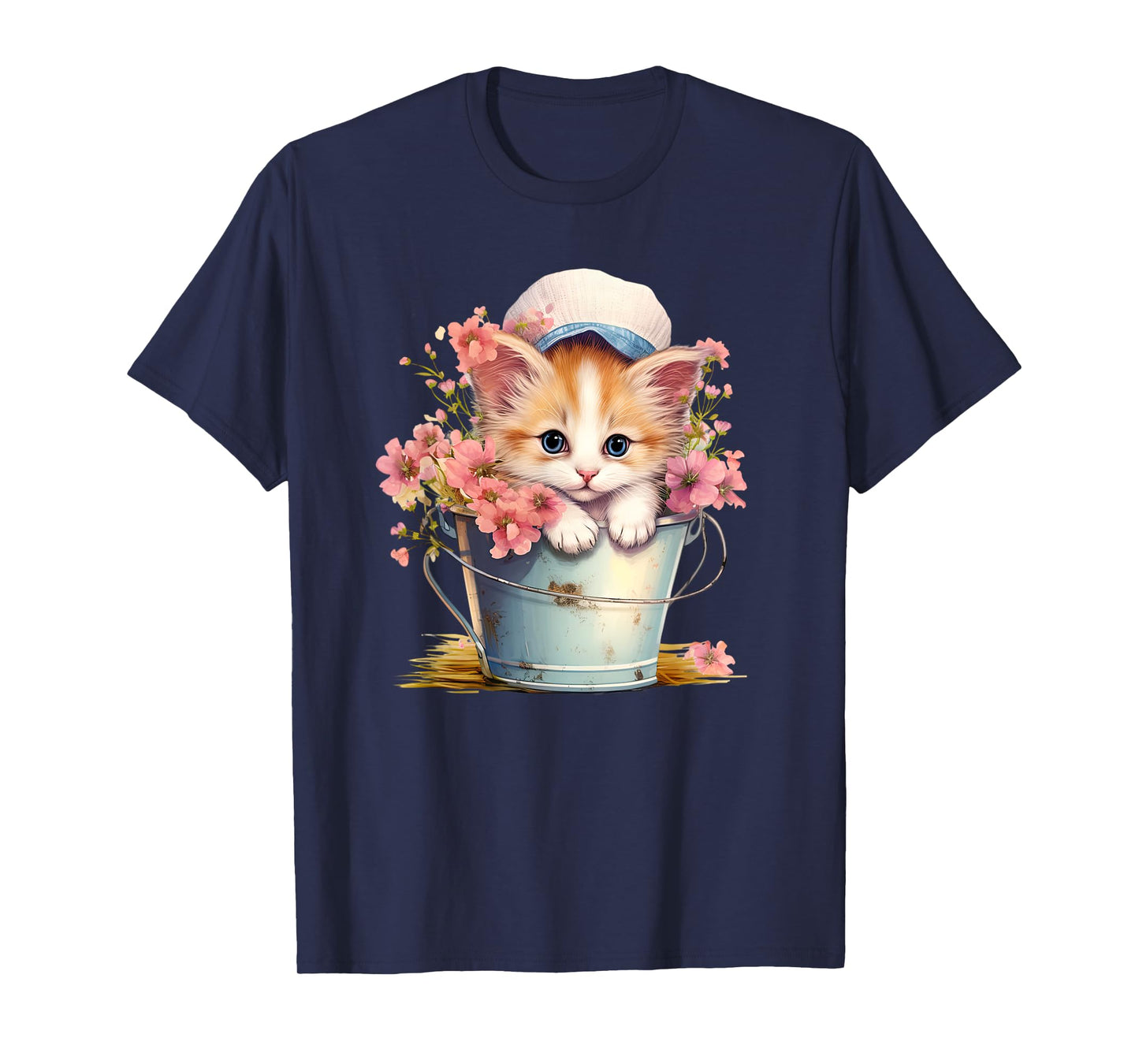 Shy Little Kitten Spring Graphic For Women Girls And Cat Mom T-Shirt