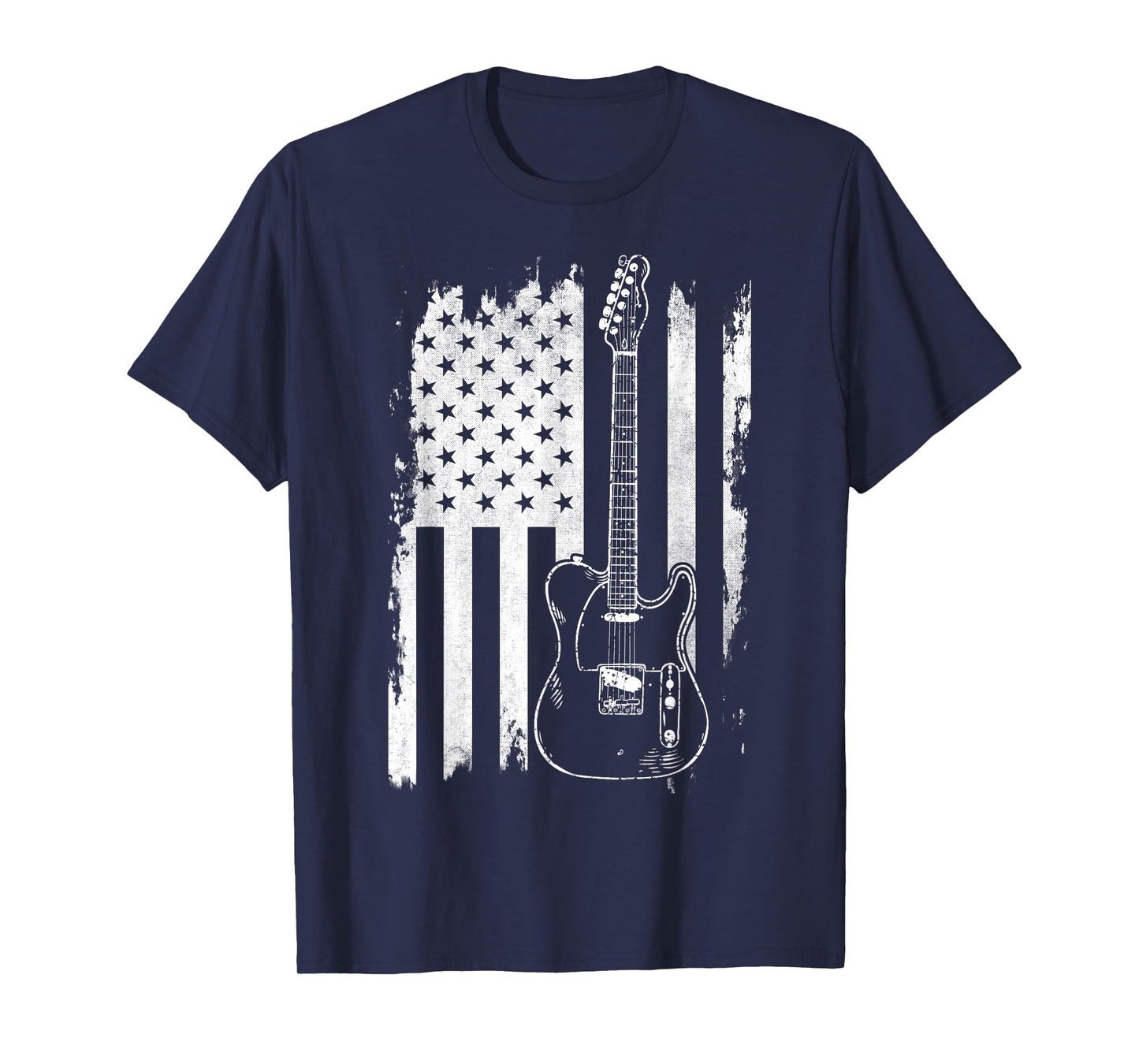 Lets Rock Rock n Roll Guitar Retro USA Flag Music T-Shirt