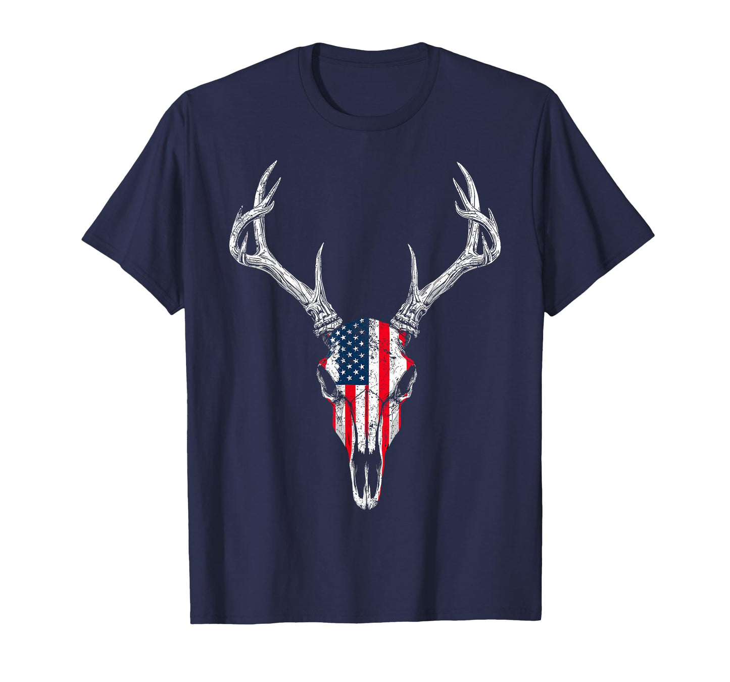 American Flag Vintage Tee Deer Hunting Camouflage Deer Skull T-Shirt