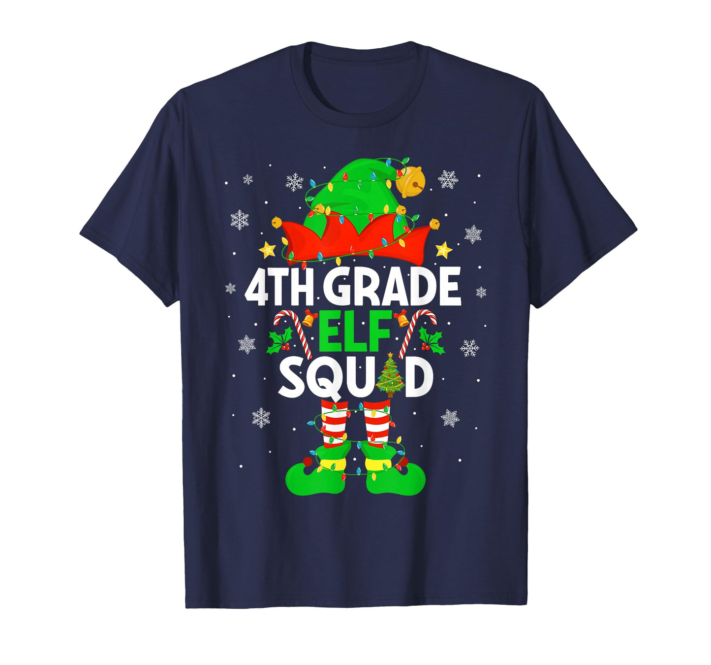 4th Grade Elf Squad Christmas Fourth Grade Christmas Teacher T-Shirt