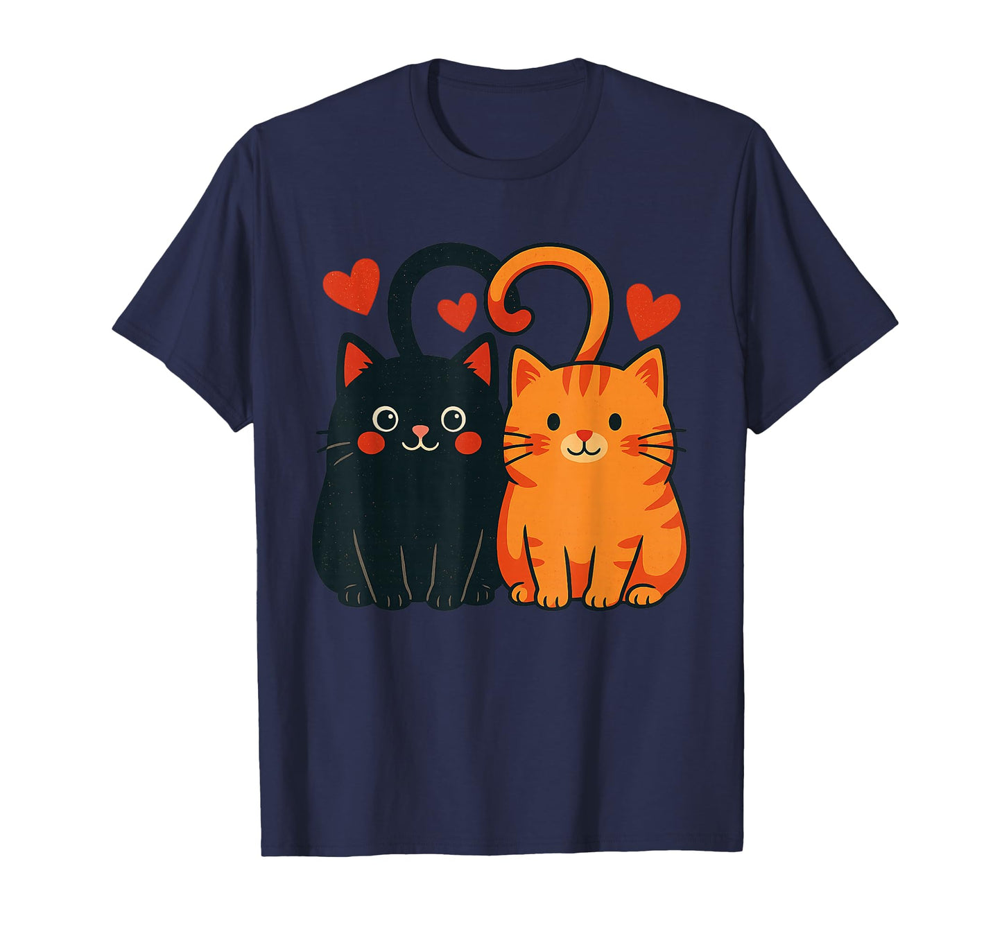 Black and Orange Cat Valentine Ginger Cat Valentine's Day T-Shirt