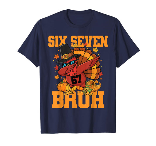 Funny Bruh Turkey Dabbing 67 Meme Six Seven Thanksgiving Boy T-Shirt