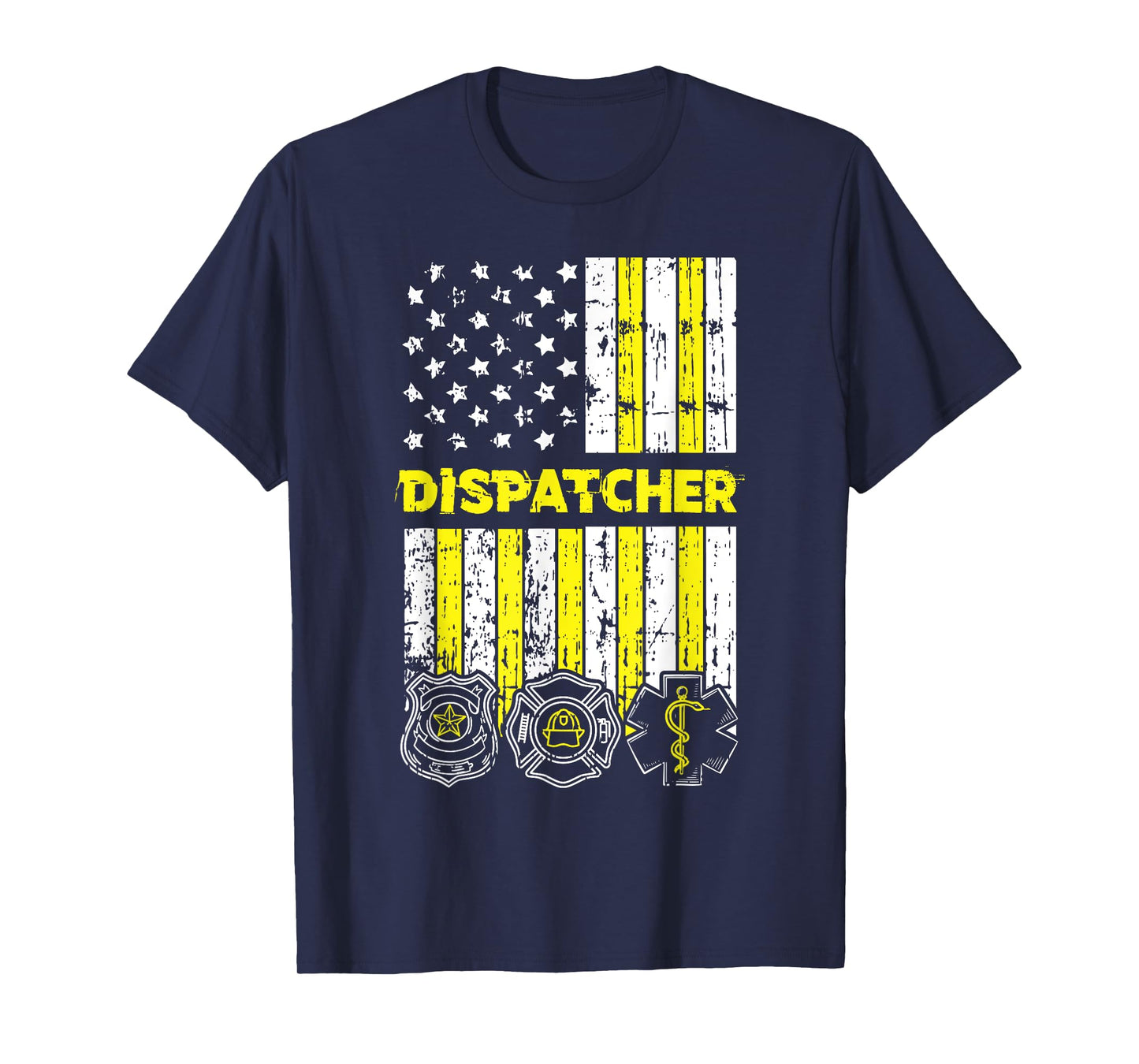 American Flag 911 Operator Dispatch-er Police Fire EMS Gift Women Kids Men T-Shirt