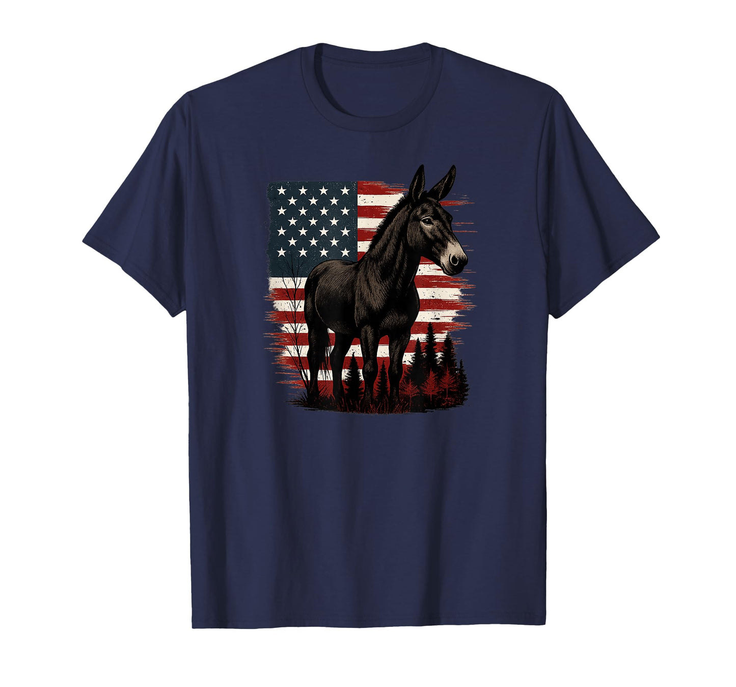 Patriotic Mule with American Flag T-Shirt