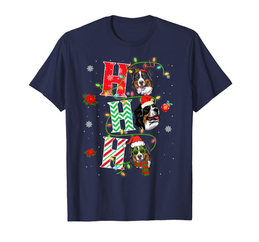 Christmas Ho Ho Ho Bernese Mountain Dog Funny Xmas Dog T-Shirt for Men Women Kids
