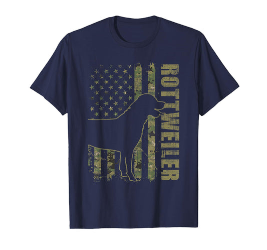 Rottweiler - USA American Flag Camouflage Dog Owner T-Shirt