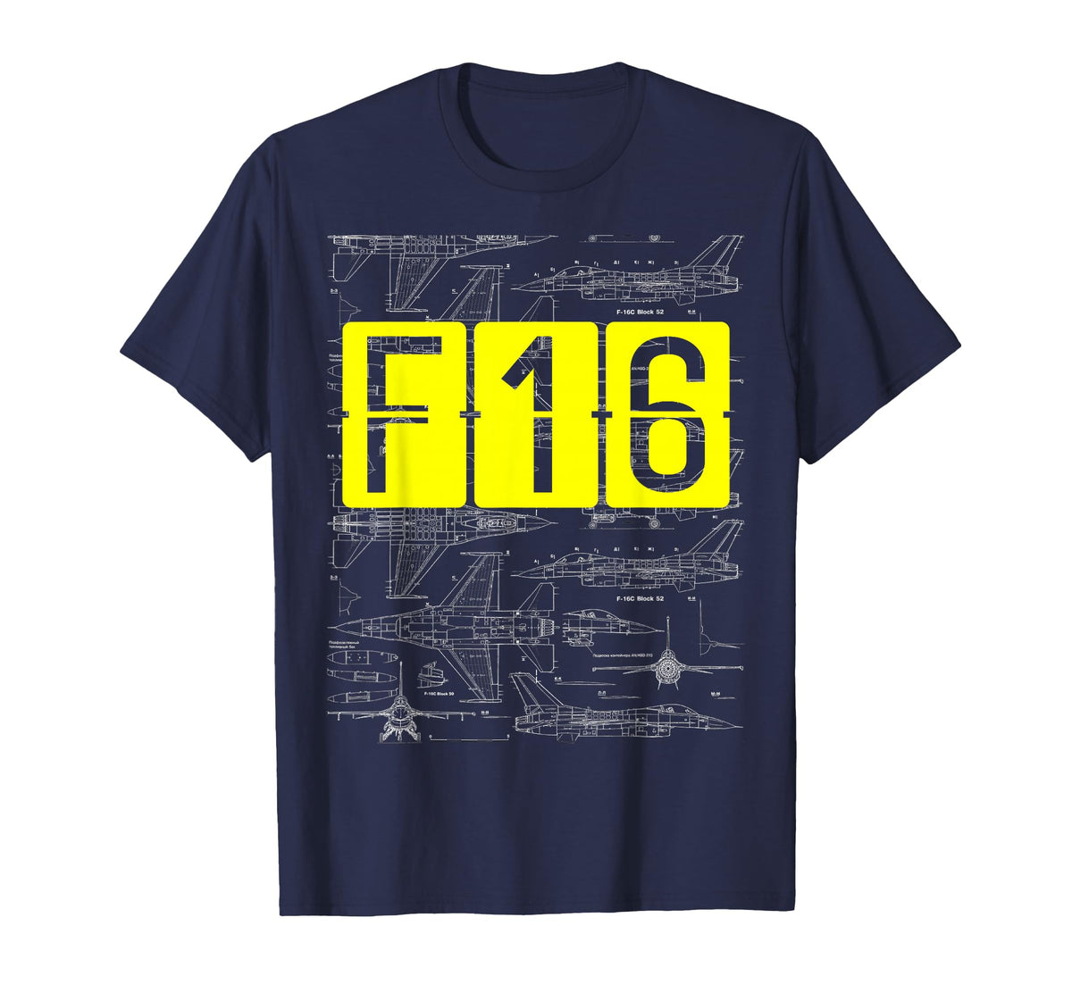 F16 Jet Aircraft Fighter Jet Blueprint Design T-Shirt