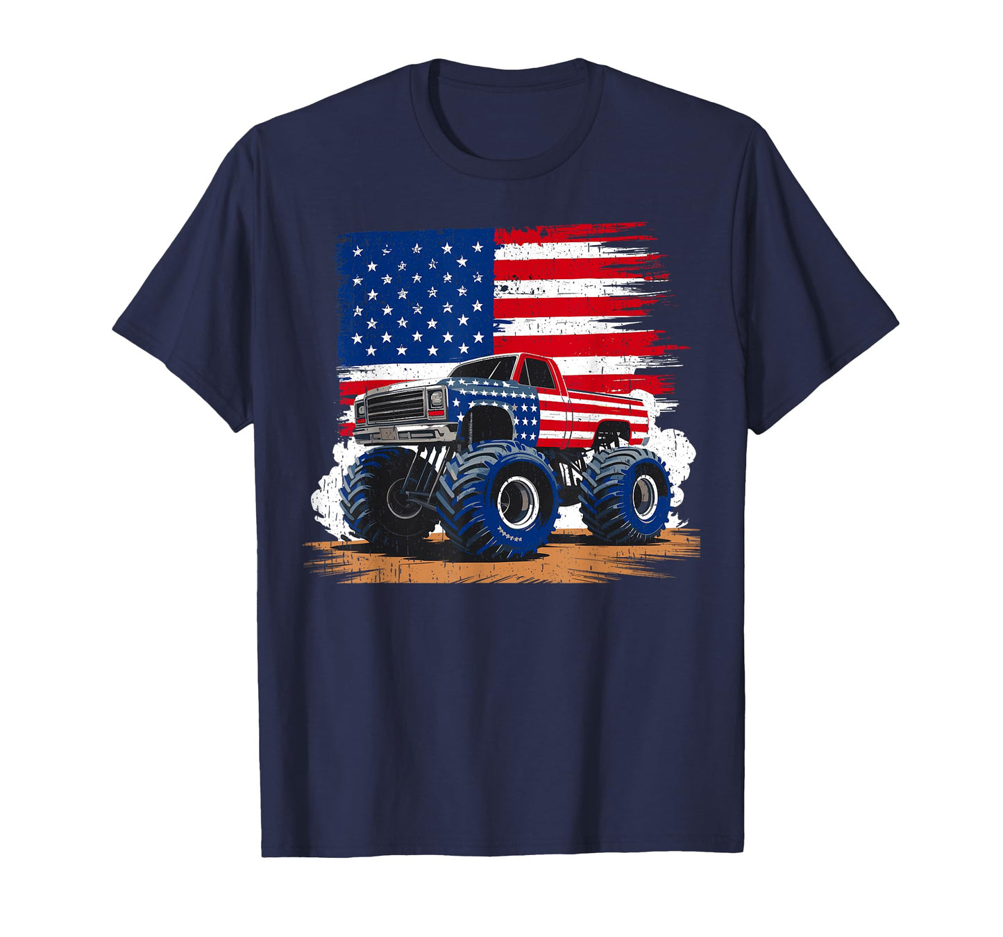 USA T Shirt Monster Truck USA Flag American Retro T-Shirt