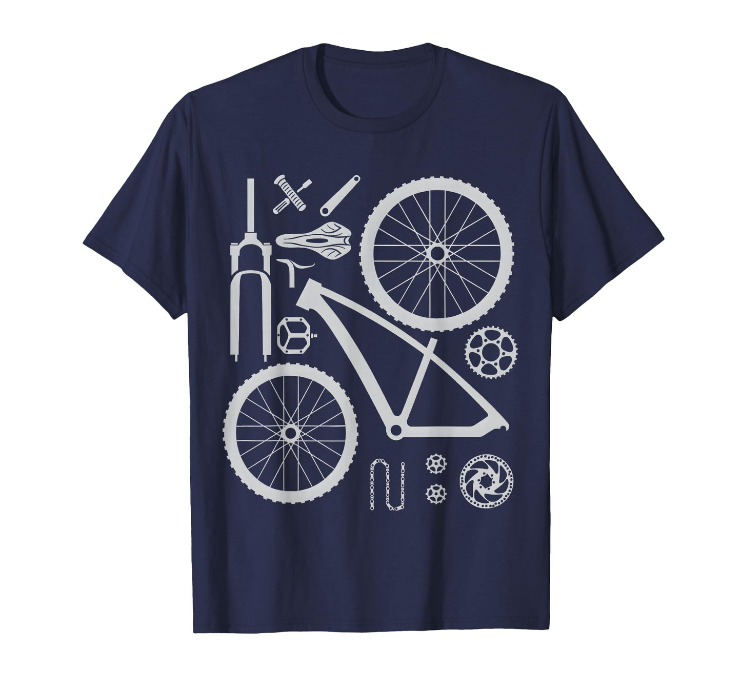 Funny Bicycle Parts Diagram Cycling Bike Mechanic Gifts T-Shirt