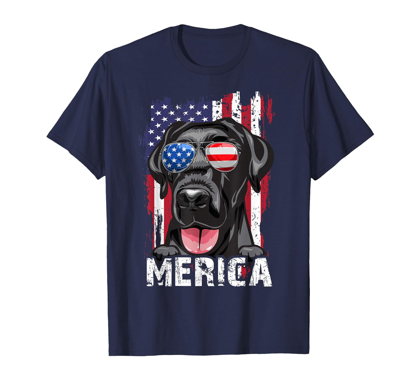 Merica Labrador Retriever American Flag 4th July USA Lab Dog T-Shirt