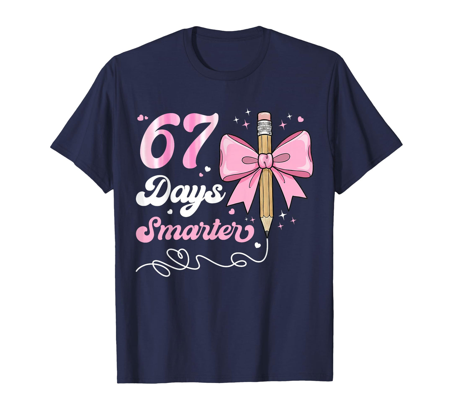 67th Day of School 67 Days Smarter Coquette Bow Teacher Kids T-Shirt
