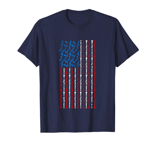 Clarinet American Flag 4th of July Men Women Clarinetist USA T-Shirt