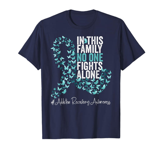 Addiction Recovery Awareness Month Teal Ribbon T-Shirt