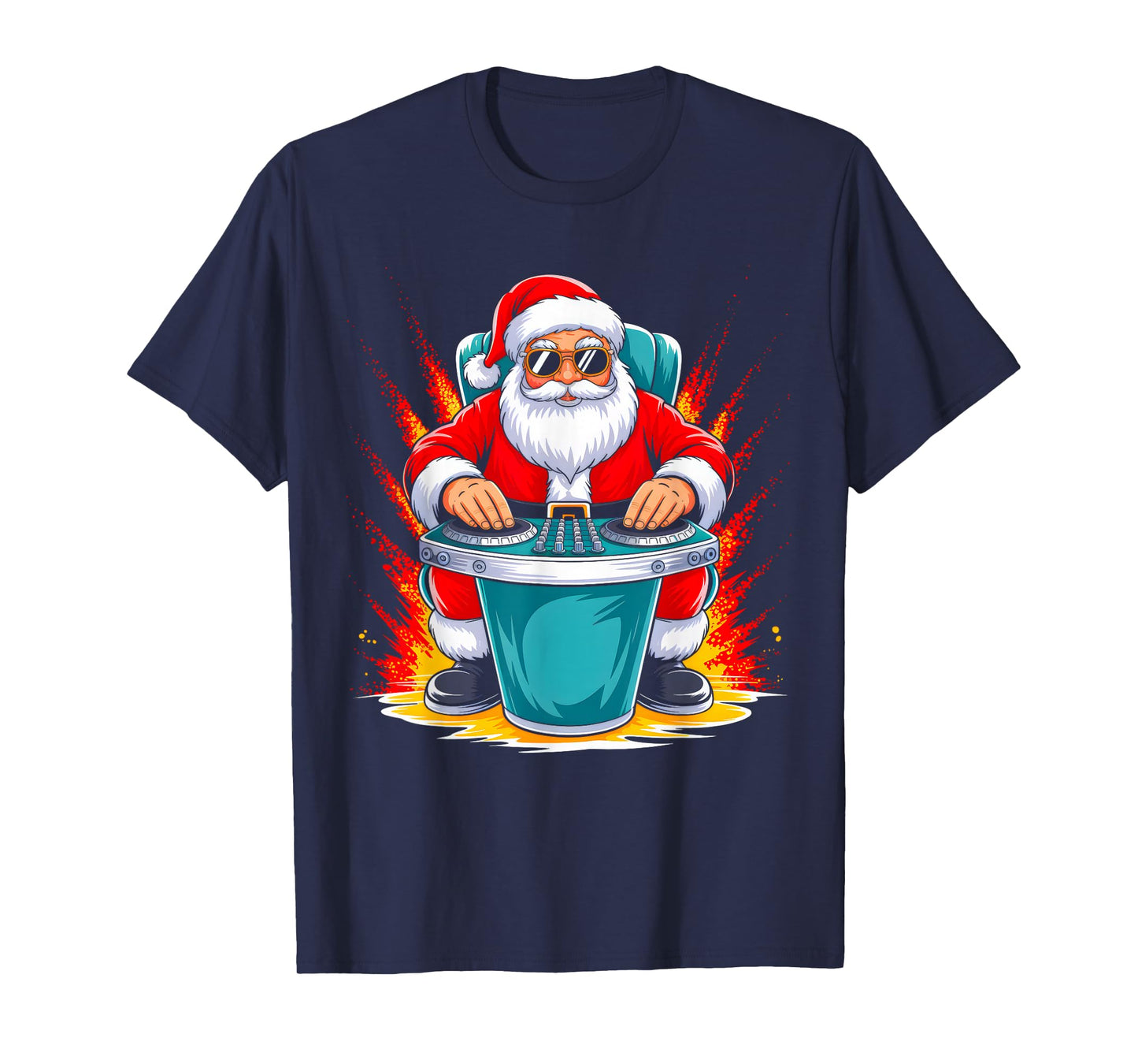 Dj Santa Playing Drums Funny Christmas Music Lover Boys Kids T-Shirt