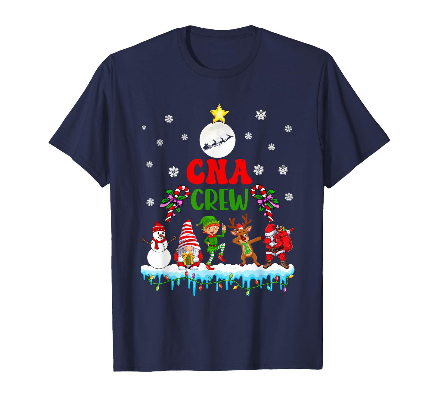 CNA Crew Xmas Dabbing Reindeer Santa Elf Proud Nurse Nursing T-Shirt