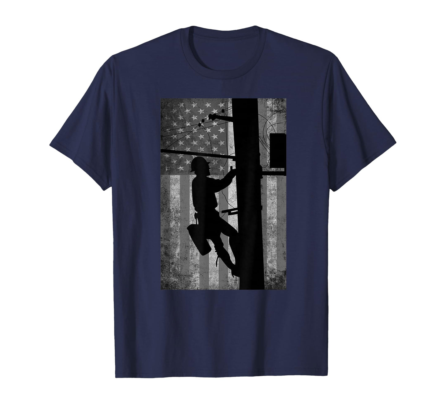 Lineman American Flag | Electric Cable Lineman Gift T-Shirt