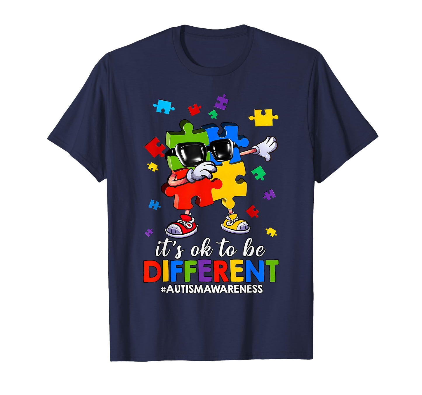 It's OK to Be Different Dabbing Puzzle Autism Awareness Kids T-Shirt