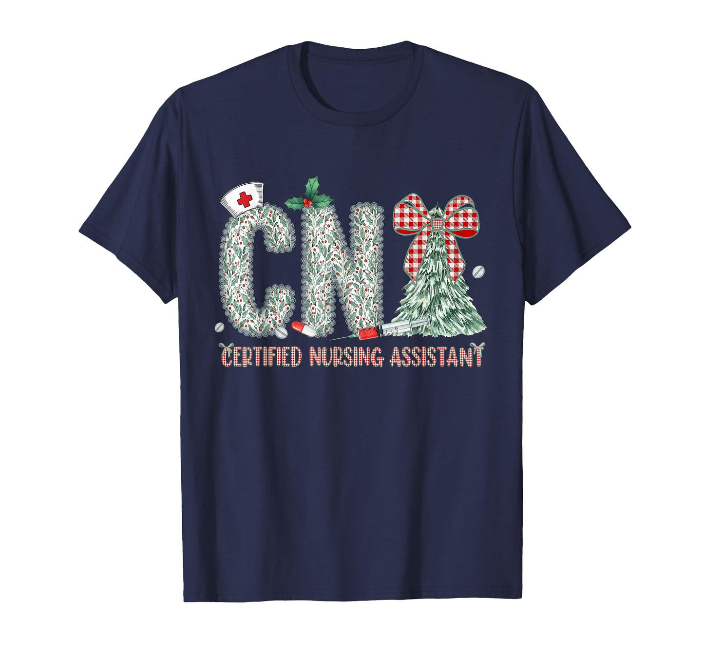 Coquette Preppy Christmas CNA Nurse Christmas Tree T-Shirt