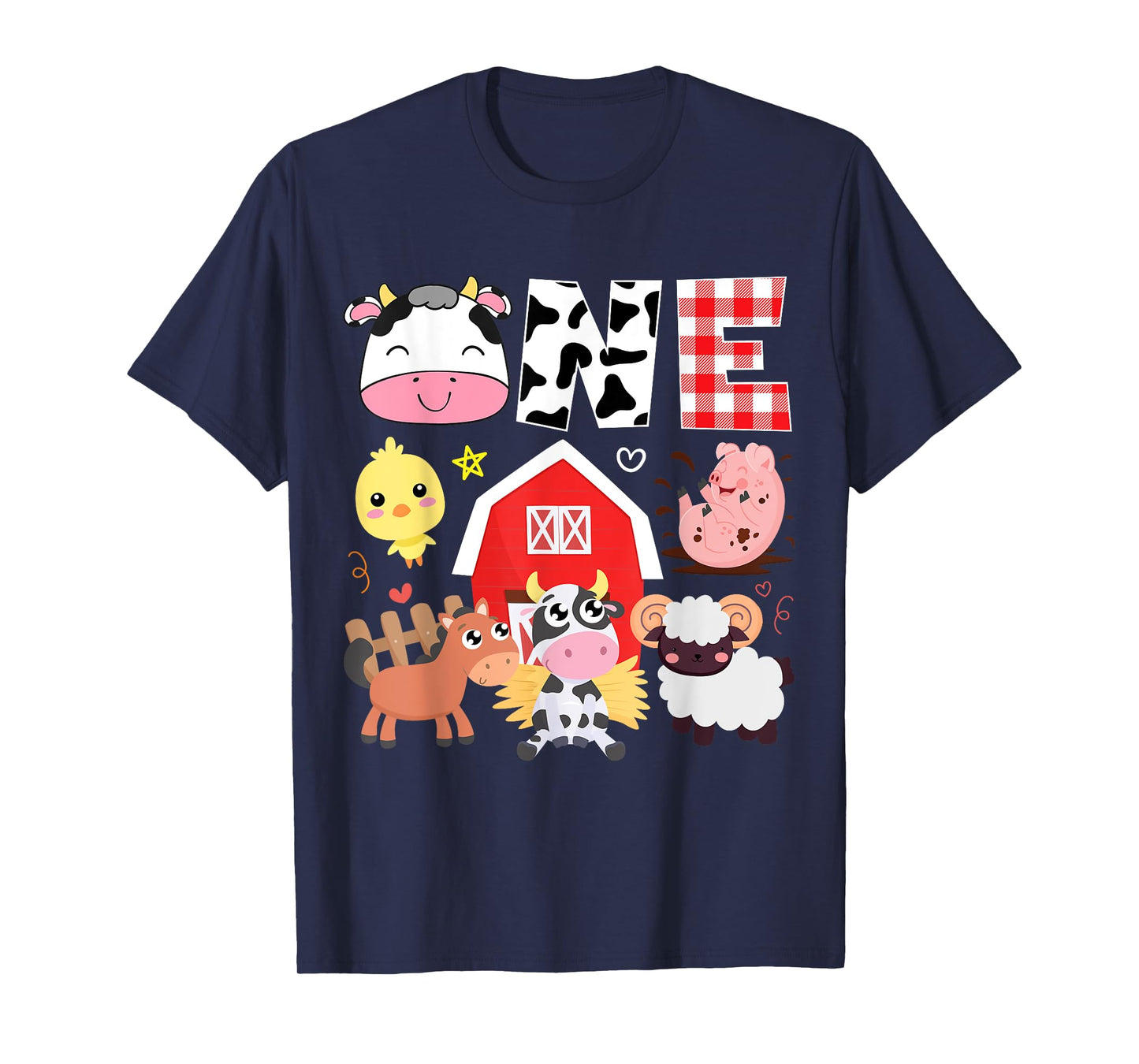 1st Birthday One Year Old Farm Theme Animals Birthday Party T-Shirt