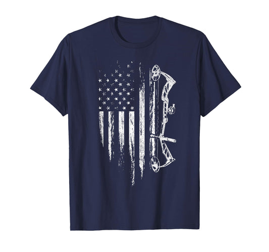 American Flag Bowhunting Bow Archery Gift for Deer Hunter T-Shirt