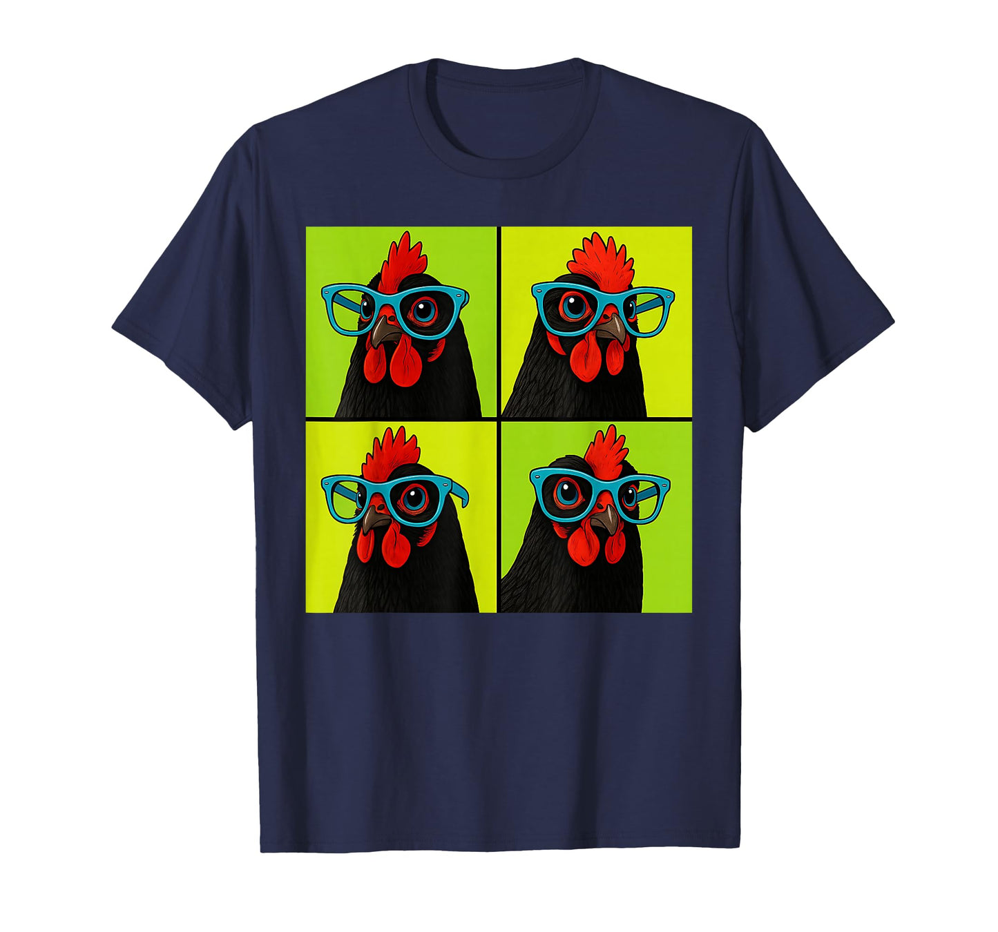 Chicken Wearing Blue Glasses Funny Farm Bird T-Shirt