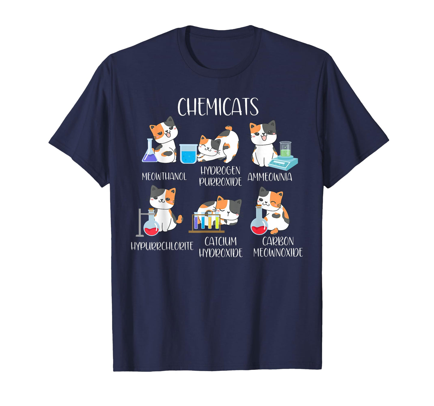 Cute Cats Scientist Science Teacher Cat Lover T-Shirt, Unisex-Adults, Black, Small, Short Sleeve, T-Shirt