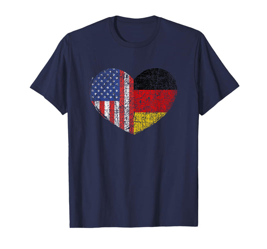 USA Germany Heart - Dual Citizenship T-Shirt Small