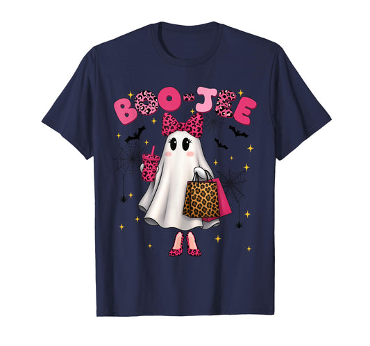 Cute Leopard Boo JEE Ghost Coffee Halloween Costumes Womens T-Shirt